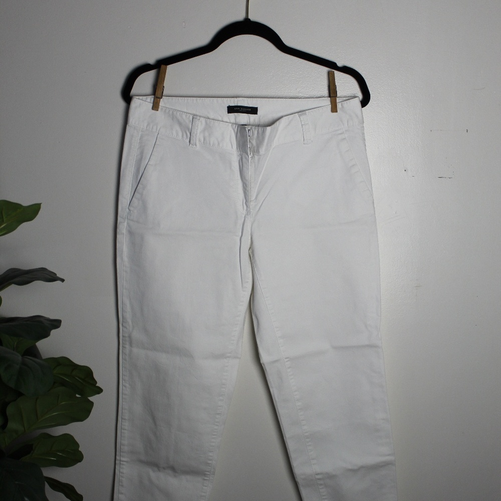White Ann Taylor Stretch Skinny Ankle Jeans